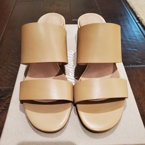 Madewell The Kiera Mule Sandal in Vintage Beige Leather - Size 7.5